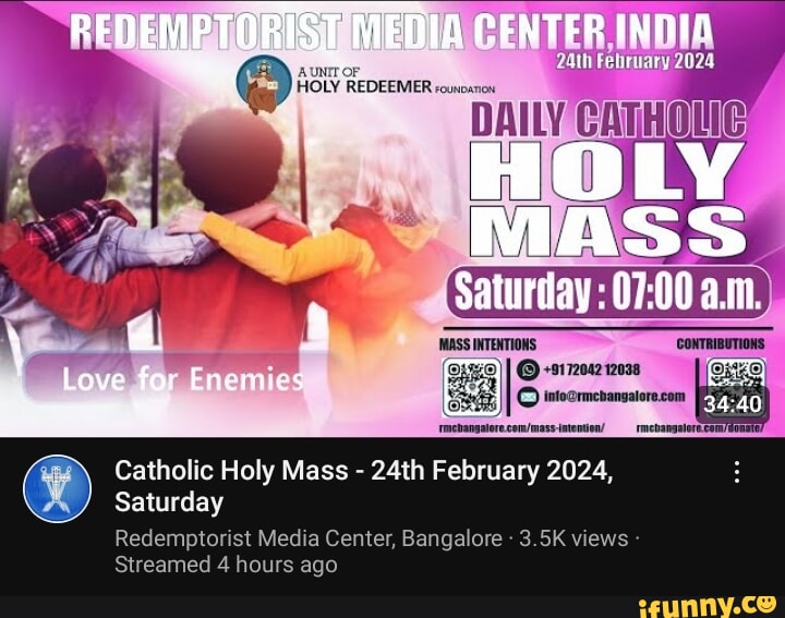 CENTER, We HOLY MASS DAI HOLY REDEEMER Love for Enemie! 2020 Saturday