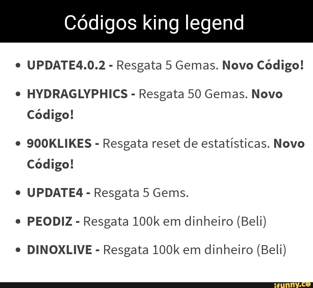 códigos king legend