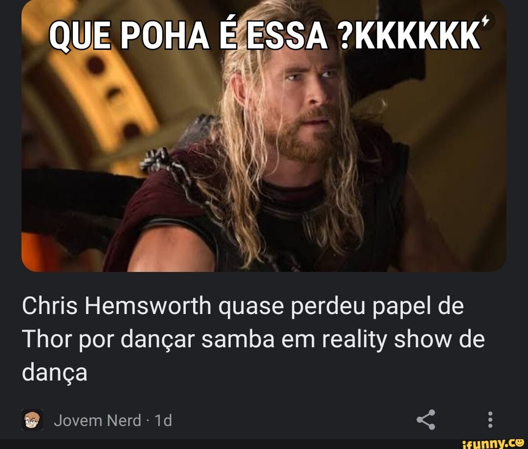 Chris Hemsworth quase perdeu papel de Thor por dançar samba em reality show  de dança - 180graus - O Maior Portal do Piauí