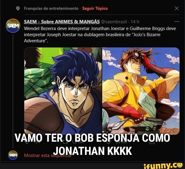 JoJo's Bizarre Adventure  Guilherme Briggs agradece por dublagem