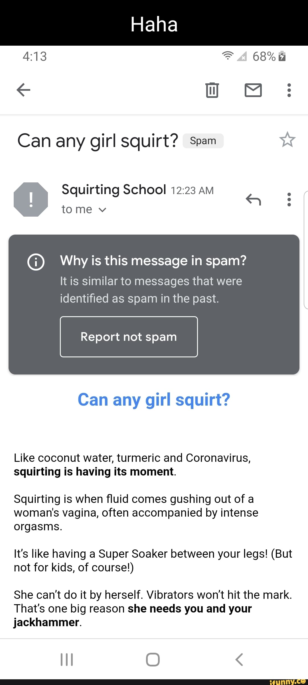 68% Can any girl squirt? spam ww Squirting School AM tome v @ Why is this