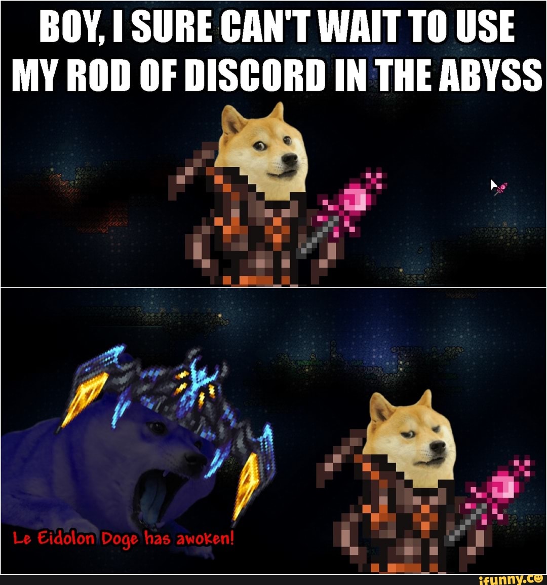 BOY, SURE CAN'T WAIT USE MY ROD OF DISCORD IN THE ABYSS Le Gidolon Doge has  awoken! he - iFunny Brazil