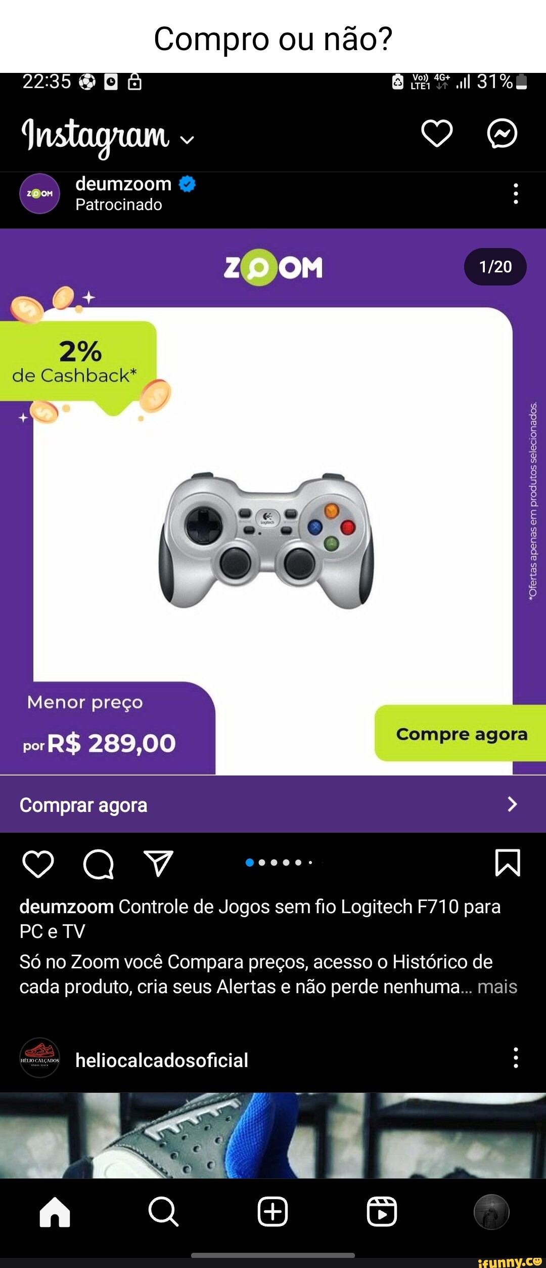 Controle sem fio para Jogos Logitech F710