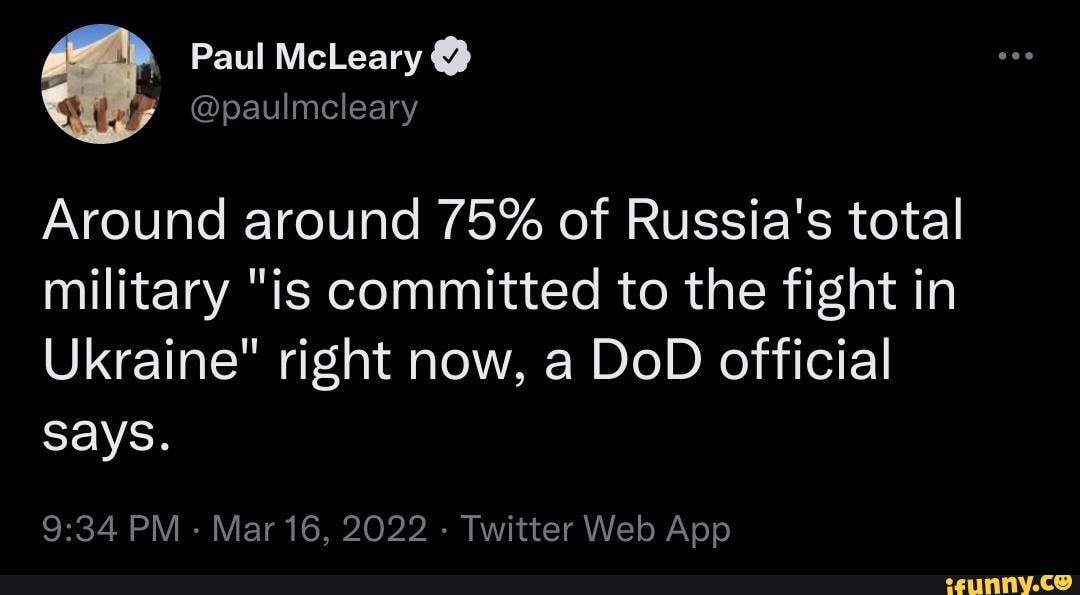 Paul McLeary @ Around around 75% of Russia's total military 