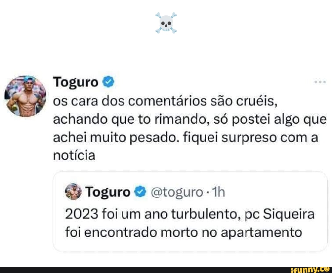 Toguro os cara dos comentários são cruéis achando que to rimando só