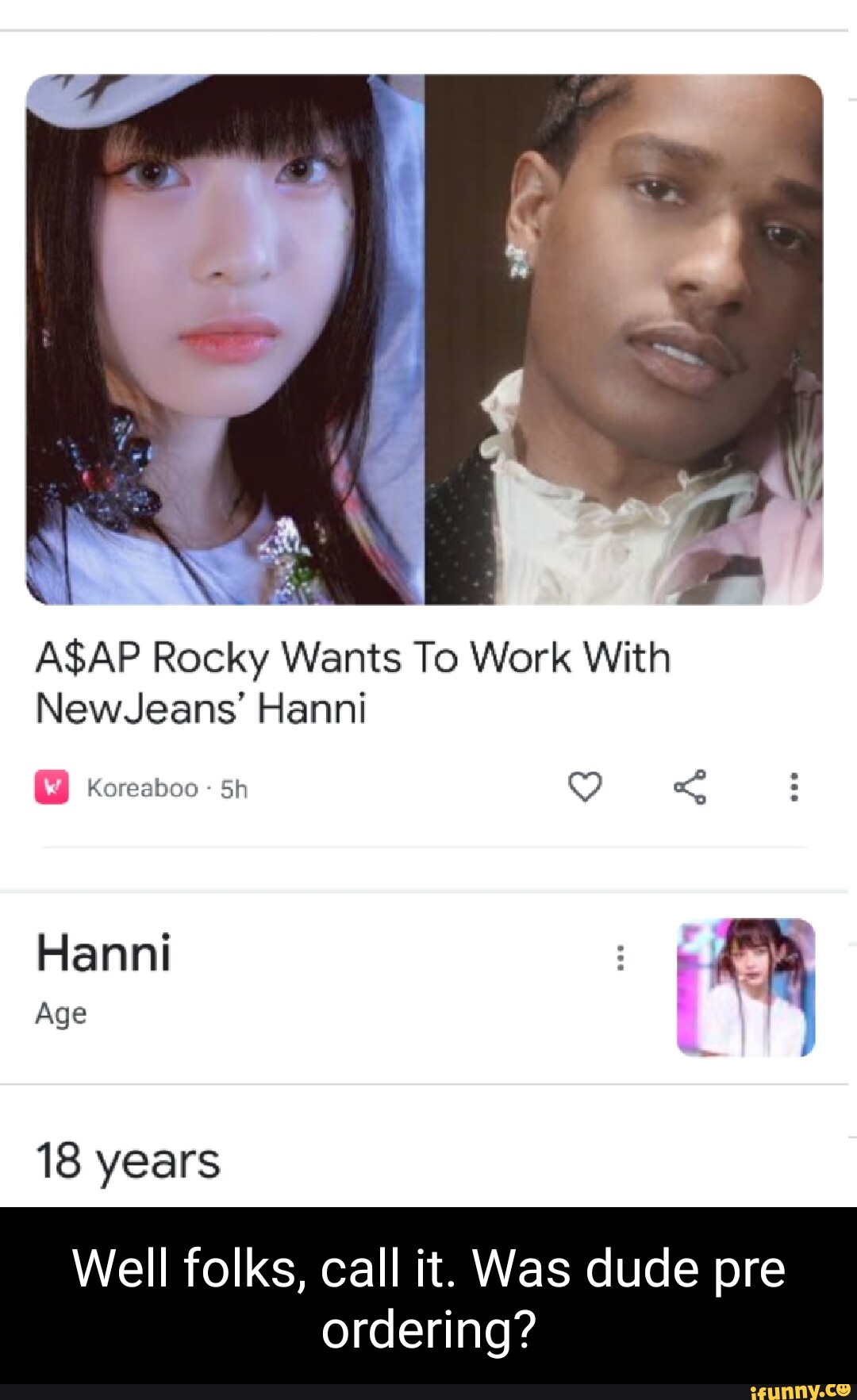 ASAP Rocky wishes to work with New Jeans member Hanni