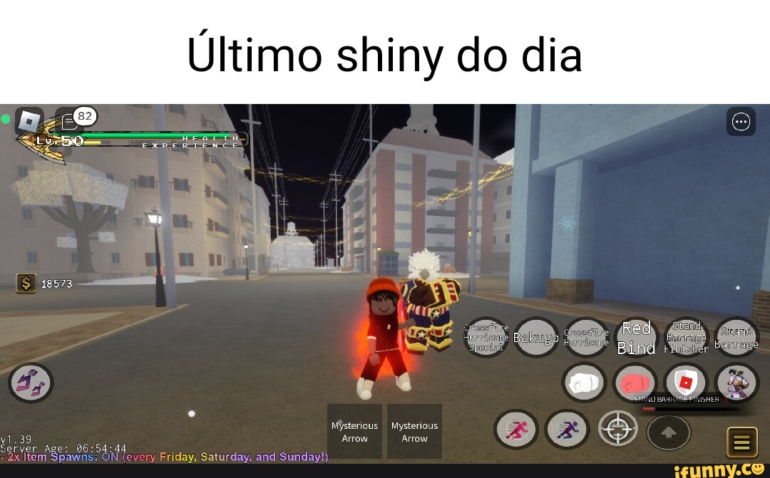 Não é meme, só quis mostrar meu tusk 4 no YBA (roblox), o stand mais  dificil de pegar, fiquei o sábado inteiro pra pegar - = ciais Diamante -  iFunny Brazil