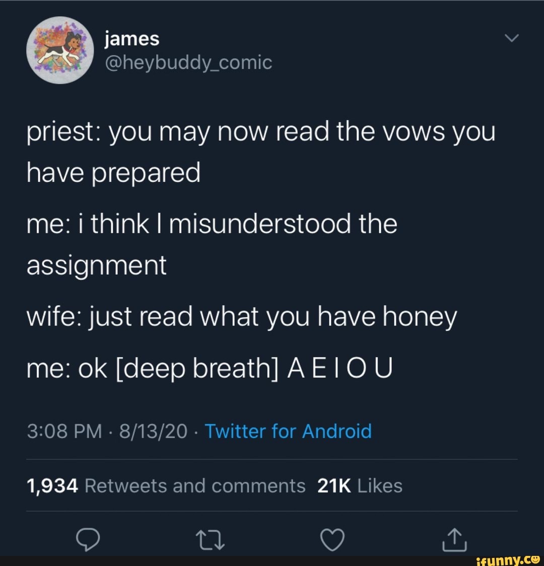 James @heybuddy_comic priest: you may now read the vows you have ...