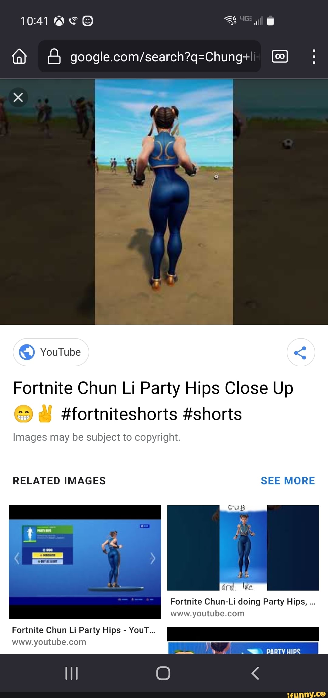 Will YouTube Fortnite Chun Li Party Hips Close Up #fortniteshorts #shorts  Images may be subject to