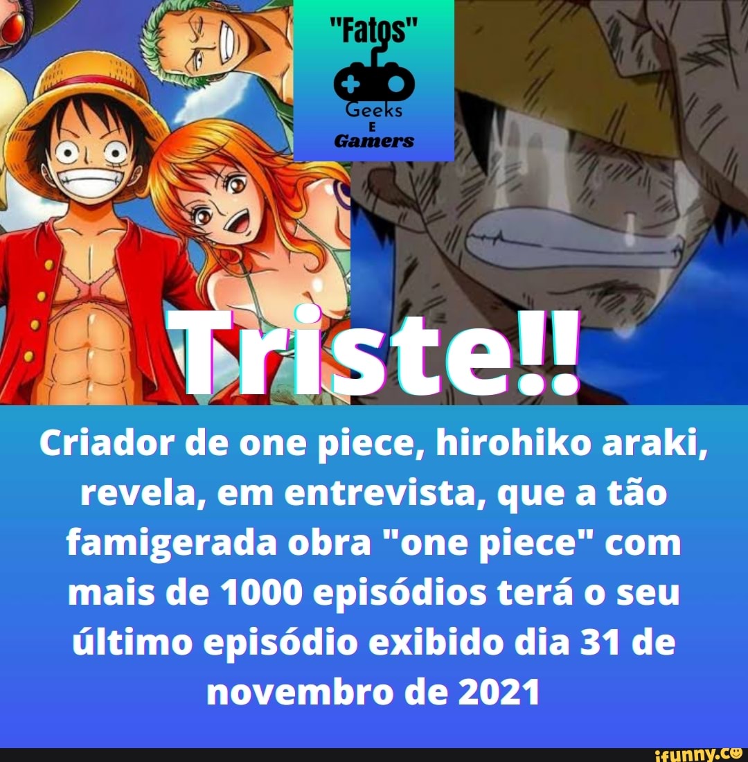 One Piece  Criador se desculpa por novo capítulo