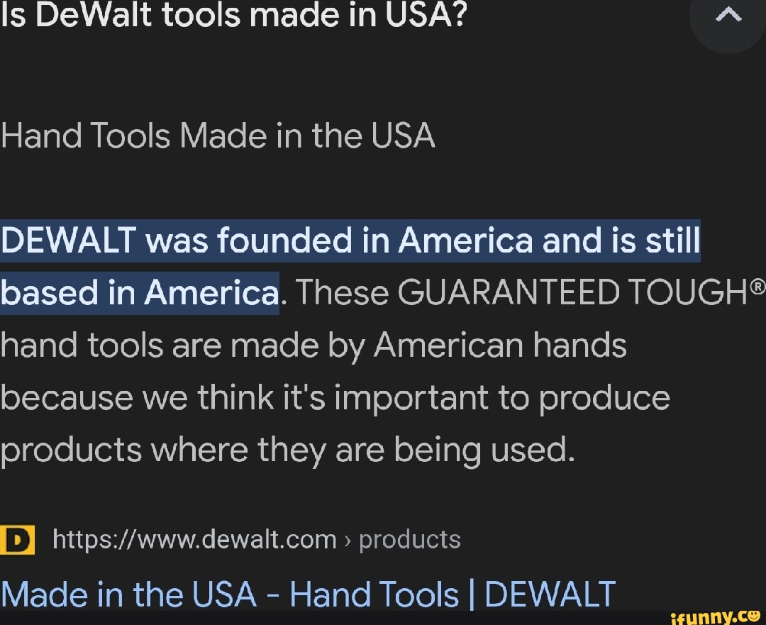 Is DeWalt tools made in USA Hand Tools Made in the USA DEWALT was