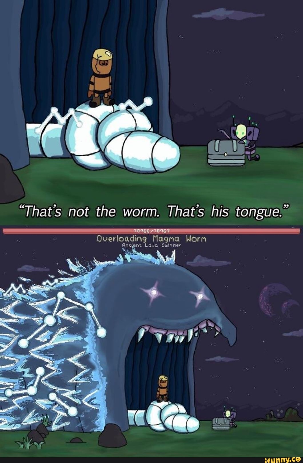 That's not the worm. That's his tongue. Overloading Magma Worn Ancient  Lava Swinmer - iFunny Brazil