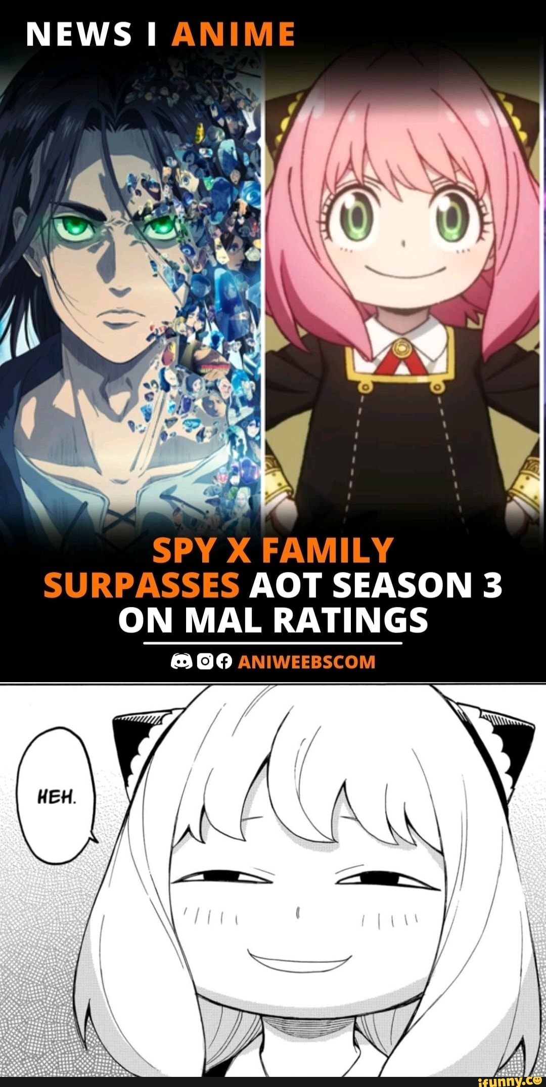 Spy x Family Part 2 Kanketsu-hen. is now the #5 most anticipated anime,  just ahead of Shingeki no Kyojin: The Final Season - - iFunny Brazil