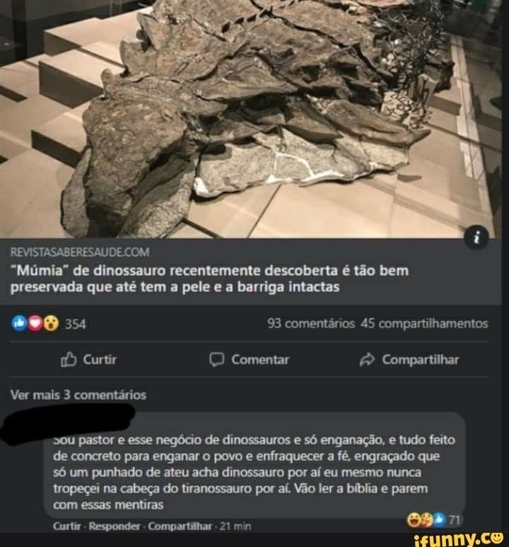 QQ SABER É SAÚDE Múmia de dinossauro recentemente descoberta é tão bem  preservada que até tem