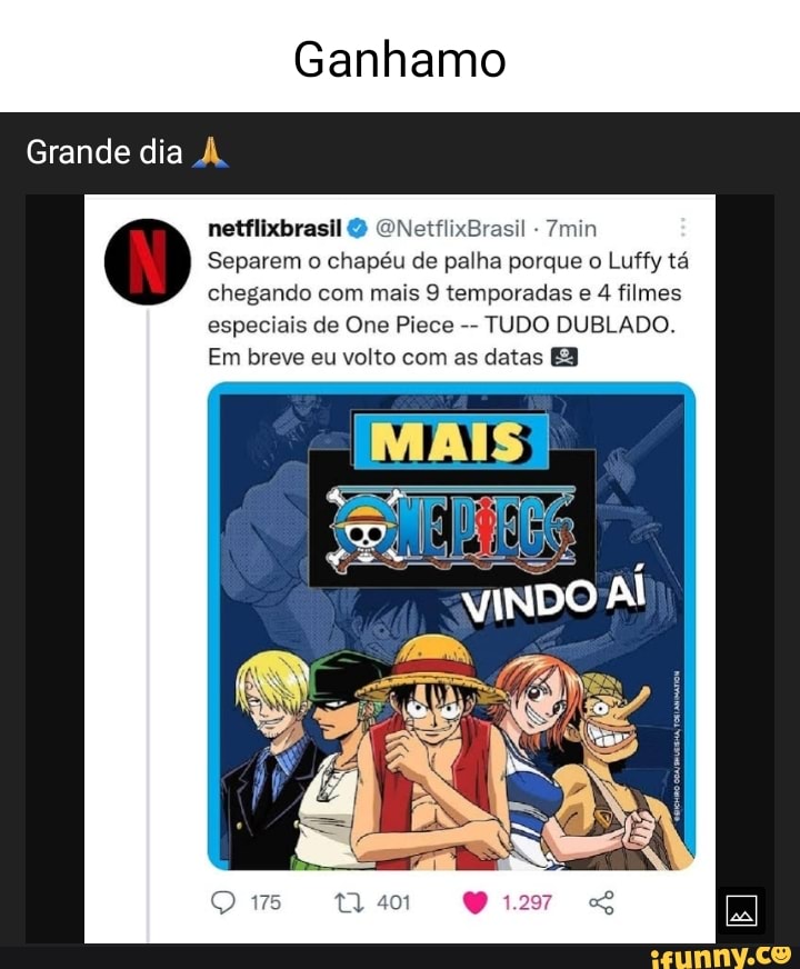 Netflixbrasil O ONetfiixBrasil 7min Separem o chapéu de palha porque o  Luffy tá chegando com mais