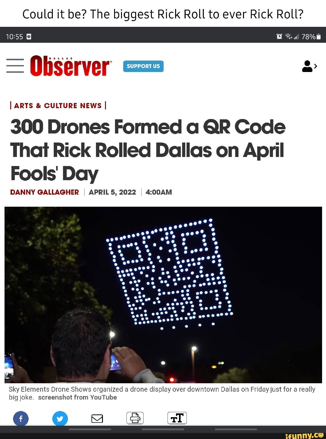 Epic April Fools Prank - Drone QR Code - Epic Rick Roll