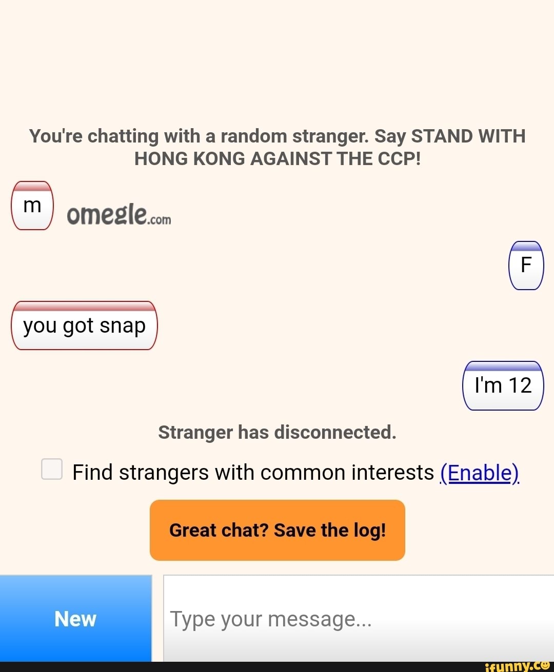 Talk to You're now chatting with a random stranger. Say STAND WITH HONG K¢  You: Hello Stranger: Hey I'm looking for little girls with small boobs to  Snapchat y You: what age