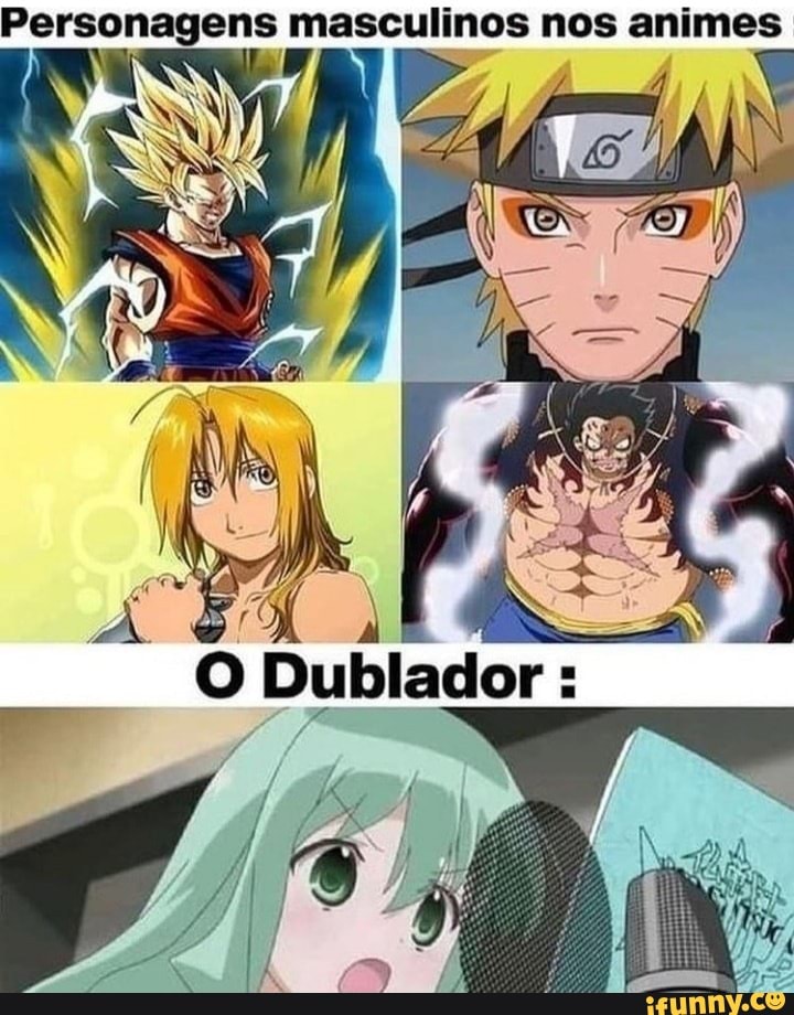 Personagens masculinos nos animes - iFunny Brazil