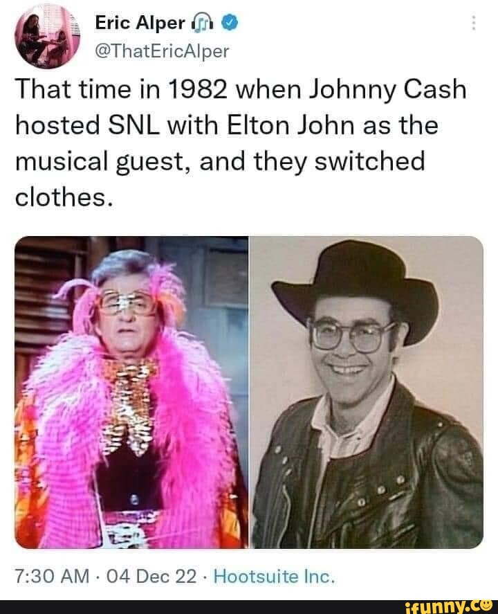 When Johnny Cash and Elton John hilariously switched outfits for a