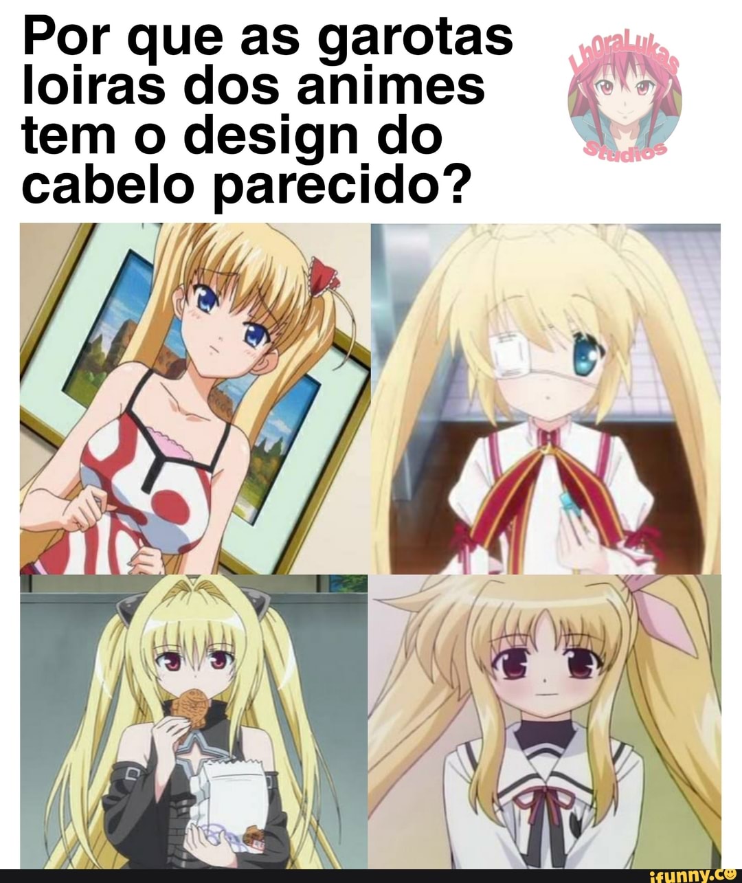 Por que as garotas loiras dos animes Y A tem o design do ¥ cabelo parecido?  - iFunny Brazil