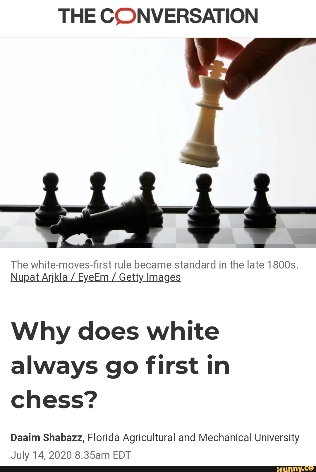 Why does white always go first in chess?