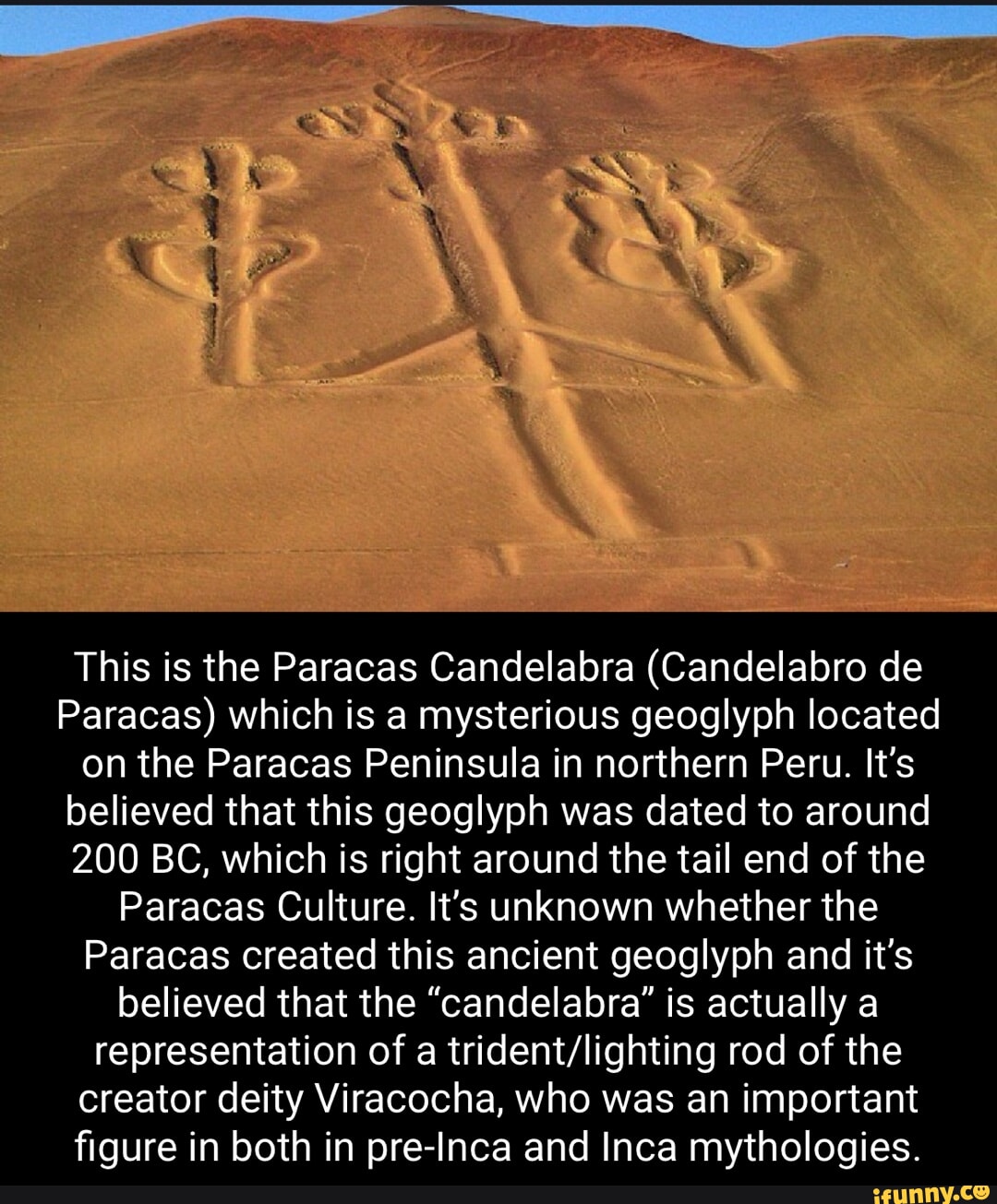 This is the Paracas Candelabra (Candelabro de Paracas) which is a