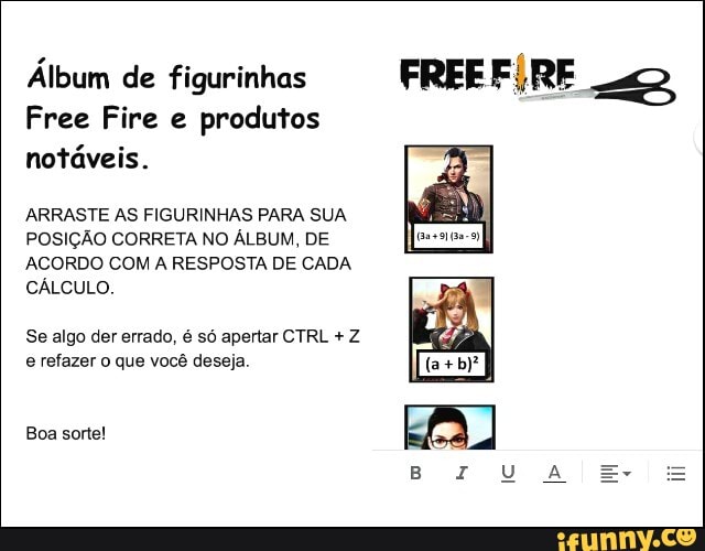 Free Fire ganha álbum de figurinha