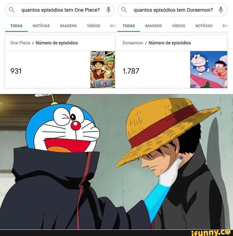 TODAS quantos episódios tem One Piece? NOTÍCIA IMAGEN víDEOS One Piece  Número de episódios 931 quantos episódios tem Doraemon? TODAS IMAGENS  viDEOS Notícias Doraemon Número de episódios 1.787 - iFunny Brazil