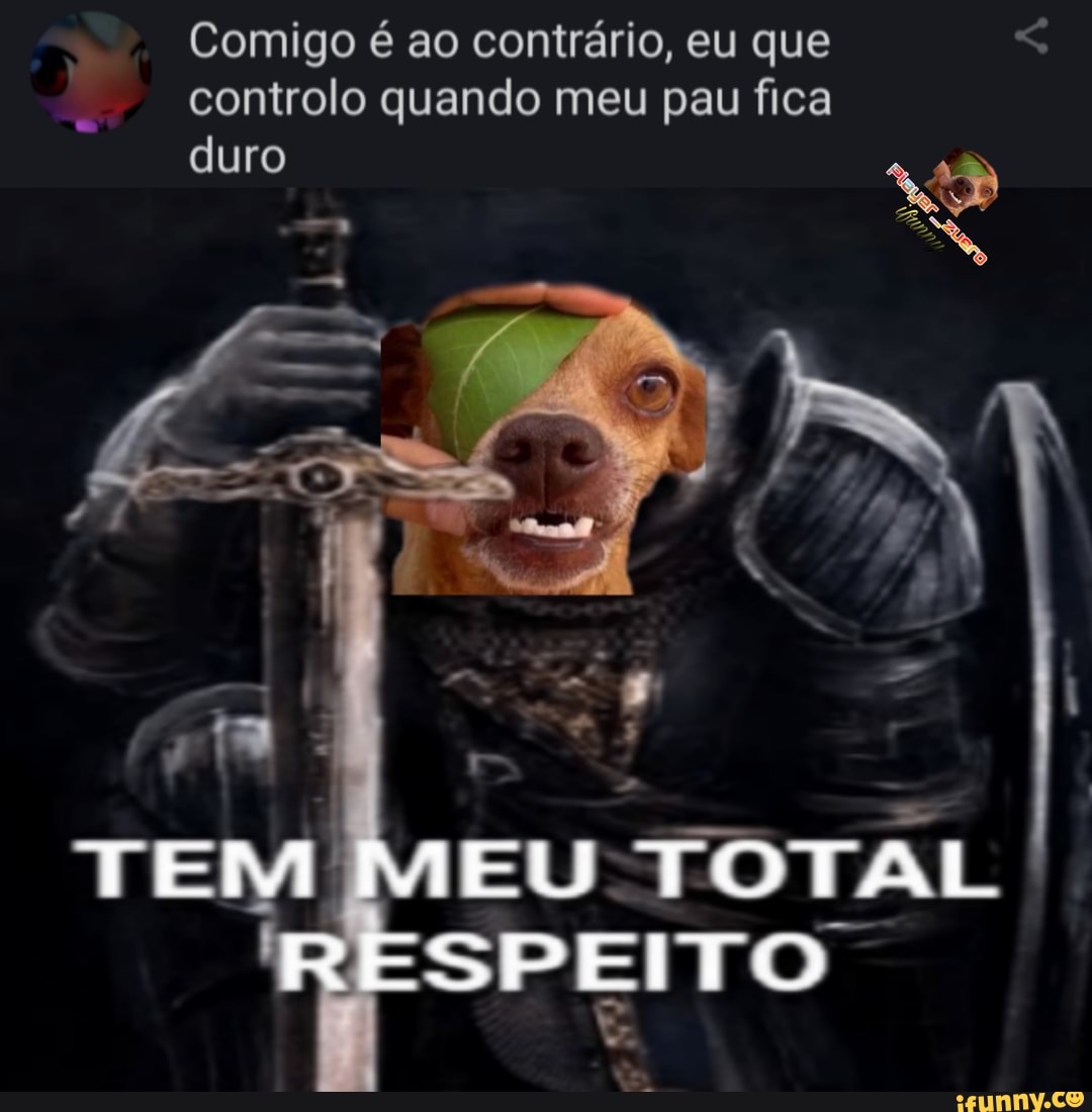 Comigo é ao contrário, eu que controlo quando meu pau fica duro TERM MEU  TOTAL RESPEITO - iFunny Brazil