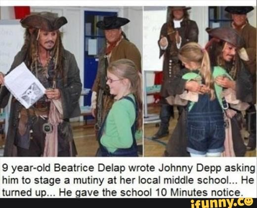 9 year old Beatrice Delap wrote Johnny Depp asking him to stage a