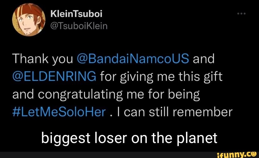 KleinTsuboi @TsuboiKlein Thank you @BandaiNamcoUS and @ELDENRING for giving  me this gift and congratulating me for
