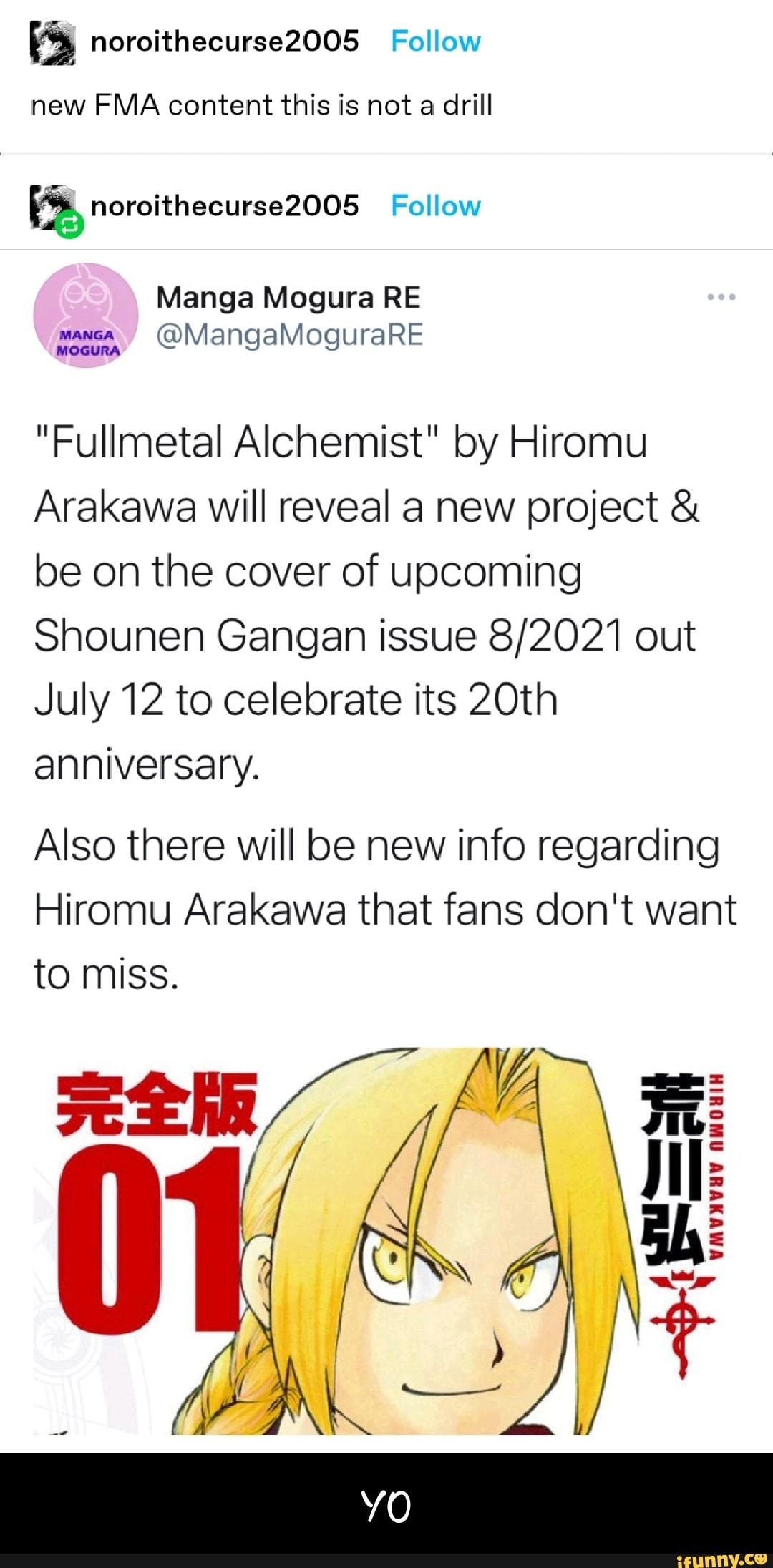 Fullmetal Alchemist' to mark 20th anniversary with special program on July  12