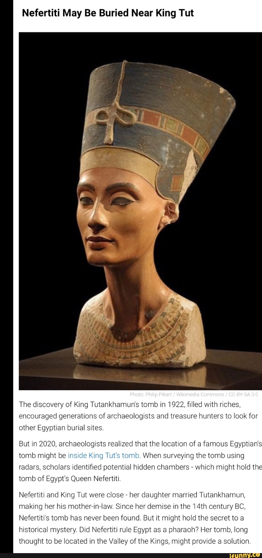 Nefertiti May Be Buried Near King Tut Phote Ph Ppkart Cc By The