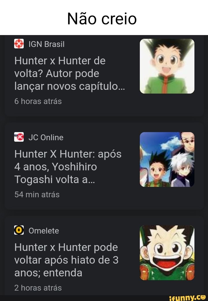 Yoshihiro Togashi volta a trabalhar em Hunter x Hunter
