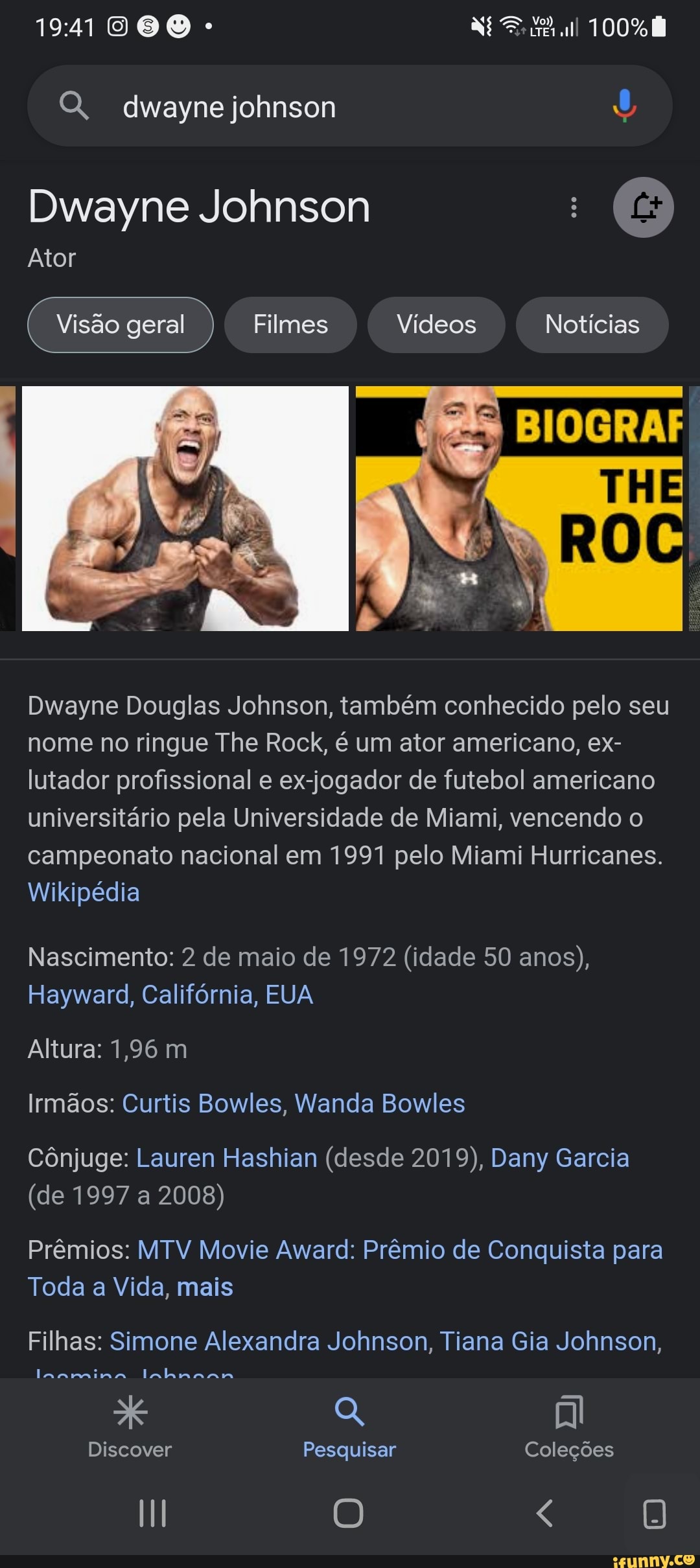 Altura de Dwayne Johnson The Rock