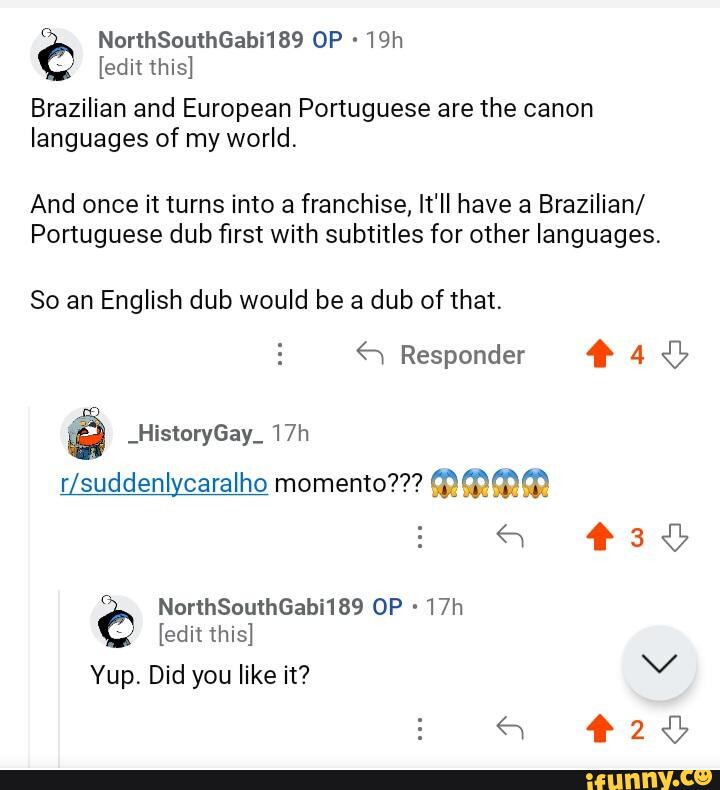 OC] Brazilians (and Portuguese, I guess) of Reddit, here's my