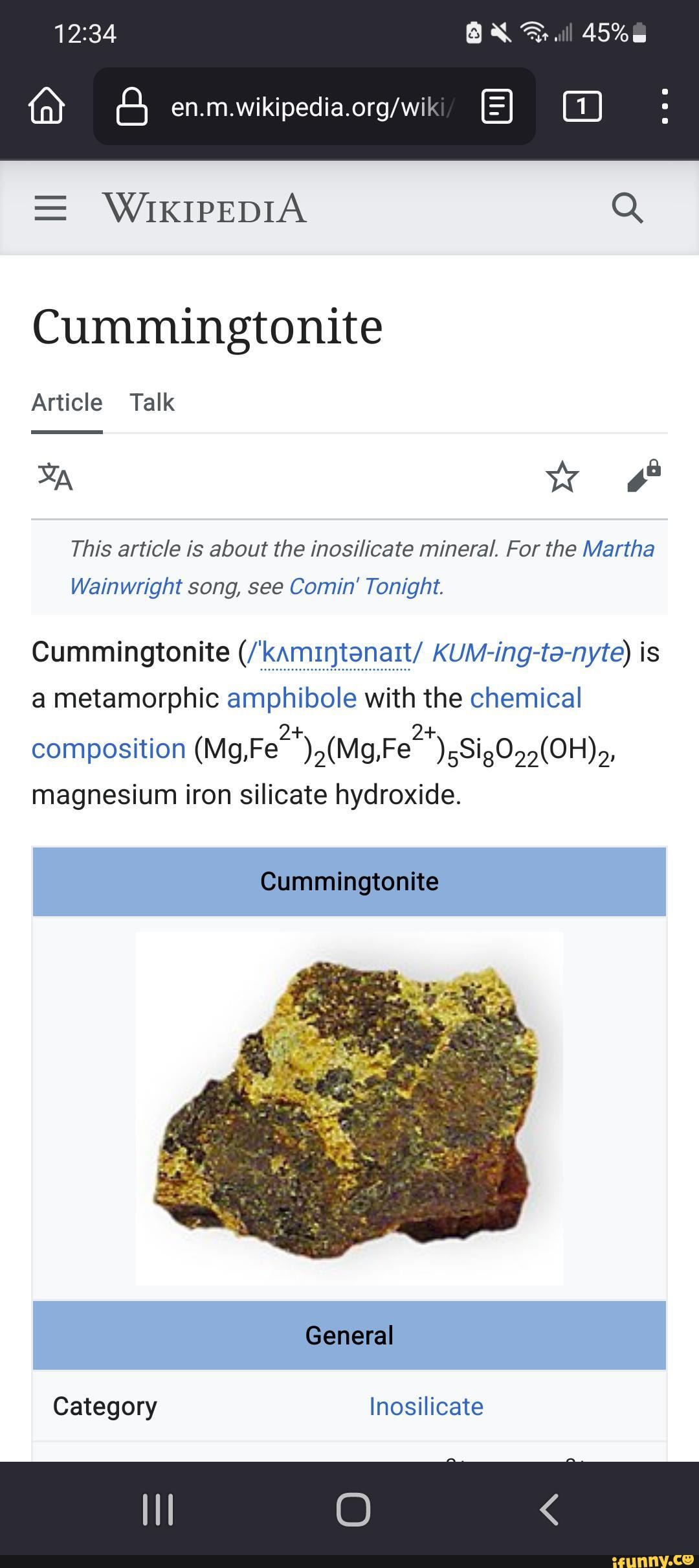 cummingtonite structure