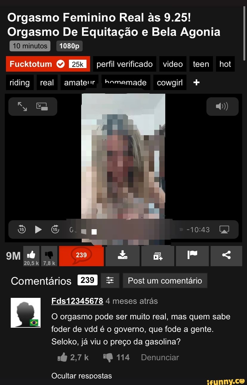 Orgasmo Feminino Real as 9.25! Orgasmo De Equitação e Bela Agonia minutos  1080p Fucktotum perfil verificado