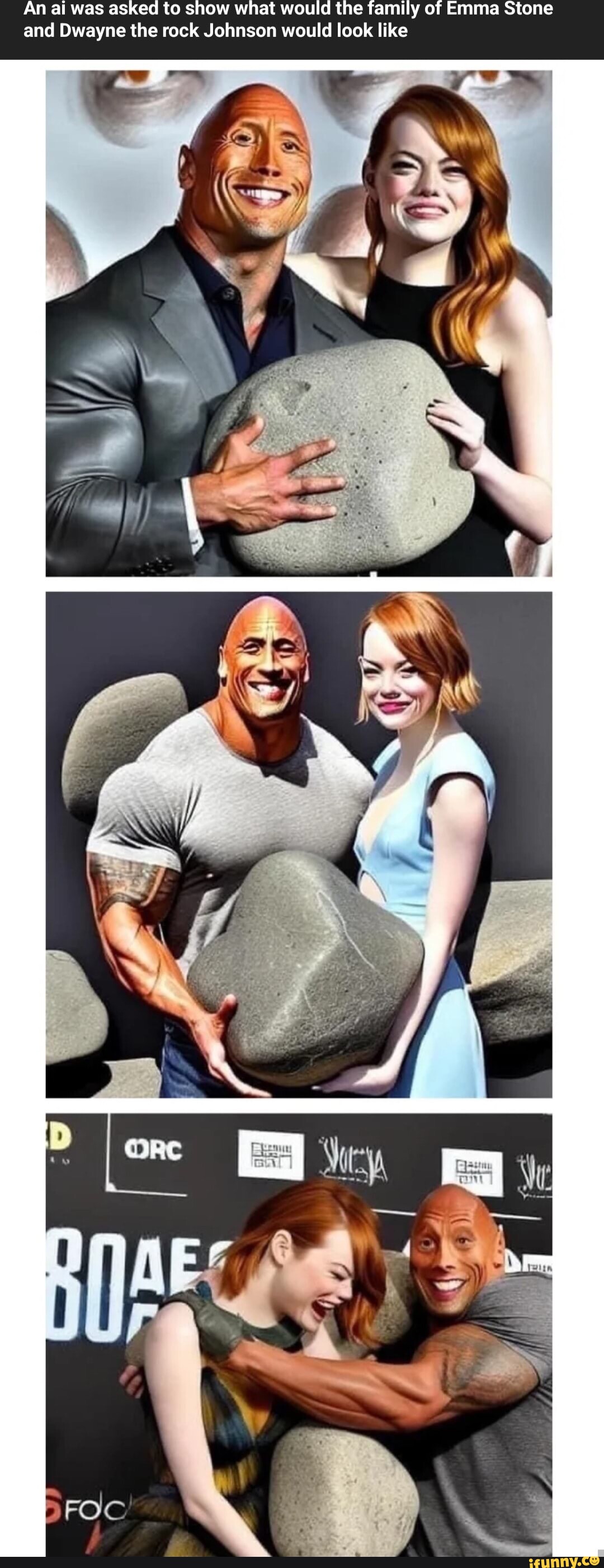 An ai was asked to show what would the family of Emma Stone and Dwayne the rock  Johnson would look like - iFunny Brazil