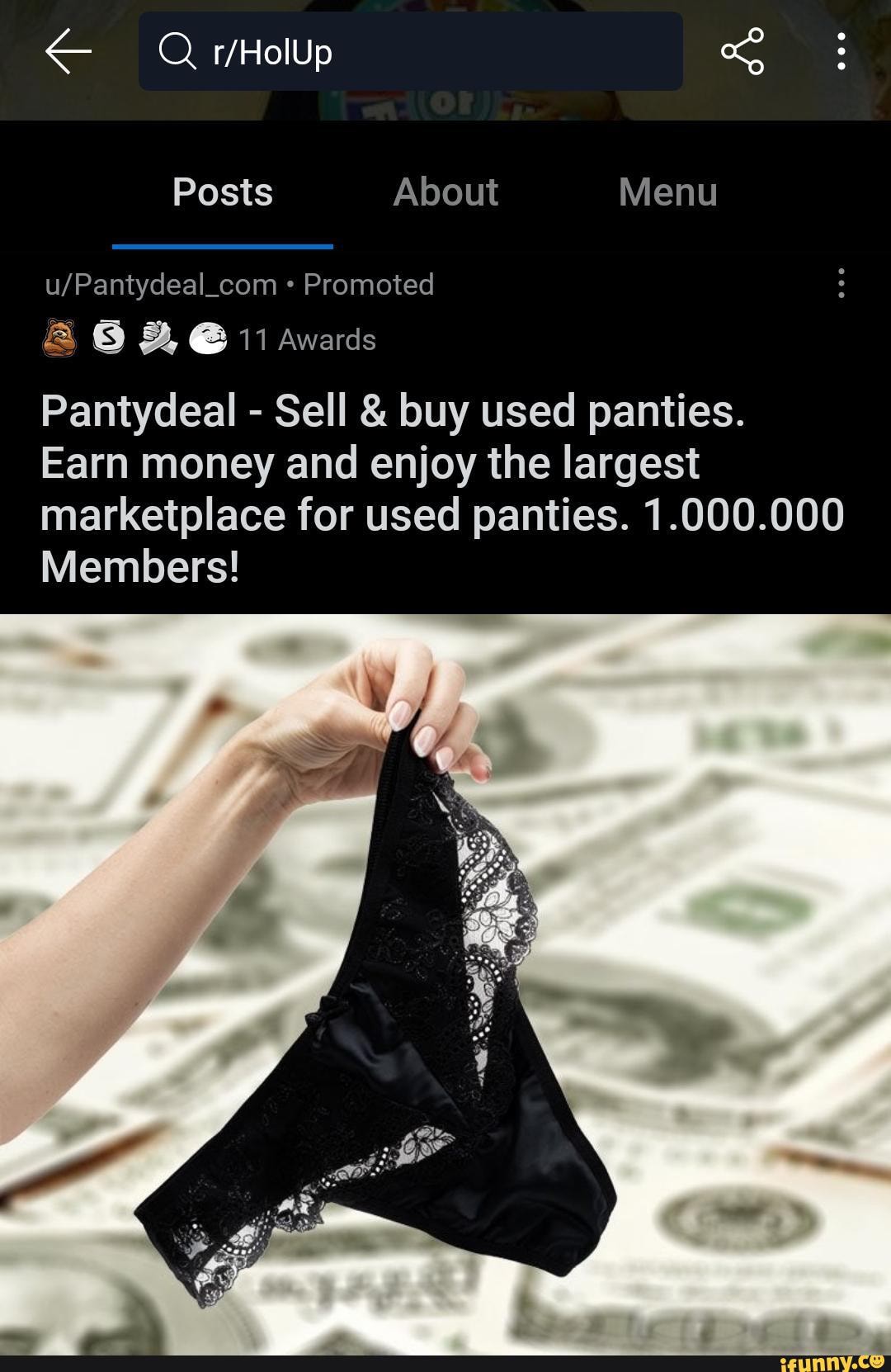 Posts About Menu Promoted SS 11 Awards Pantydeal - Sell & buy used