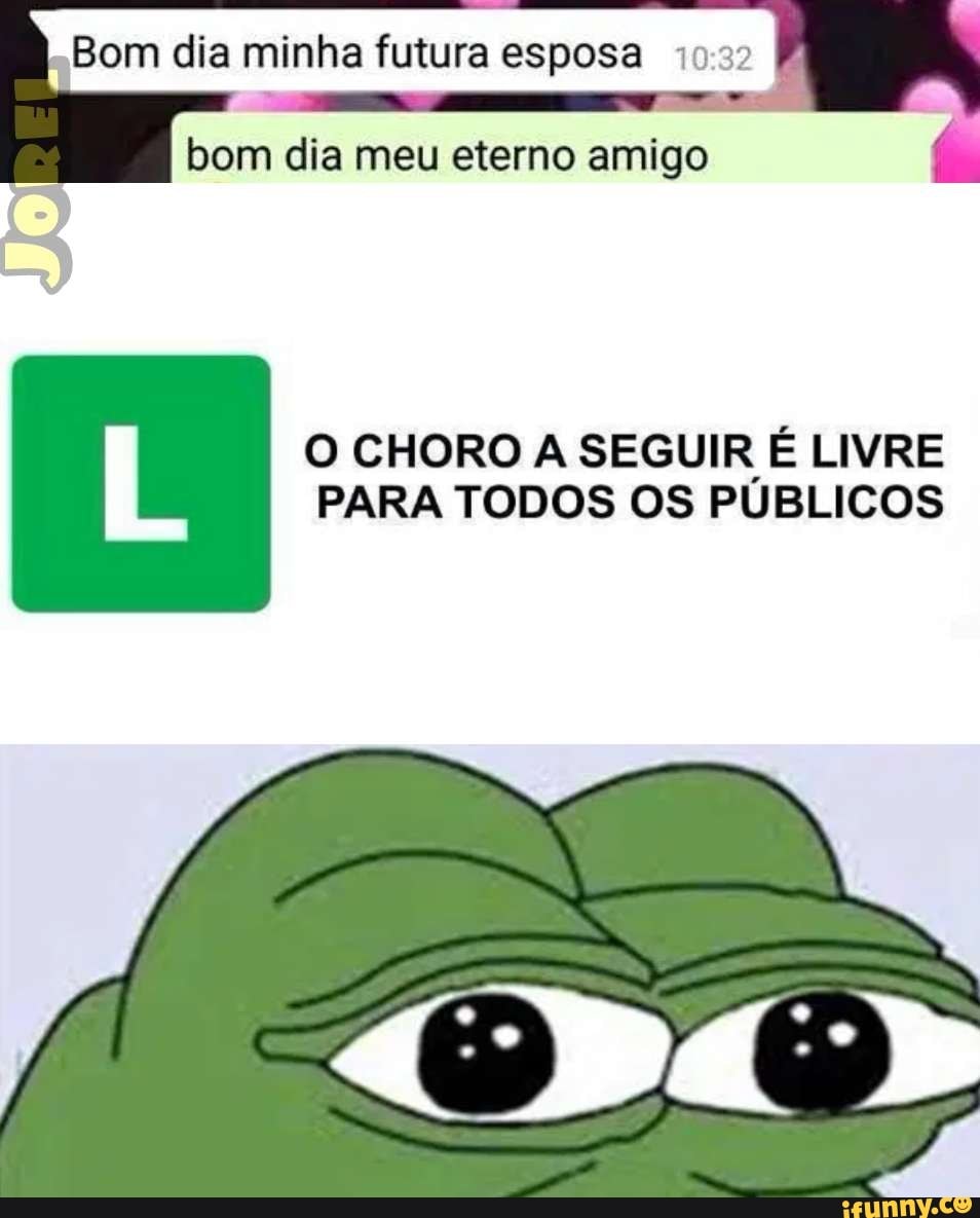 Bom dia minha futura esposa 10:32 bom dia meu eterno amigo O CHORO A SEGUIR  É LIVRE PARA TODOS OS PUBLICOS - iFunny Brazil