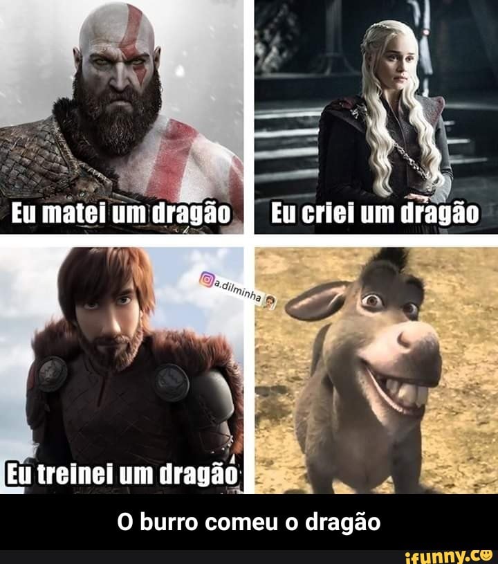 Hoje percebi q pareço esses filhotes do burro do Shrek, metade burro metade  dragão. - iFunny Brazil