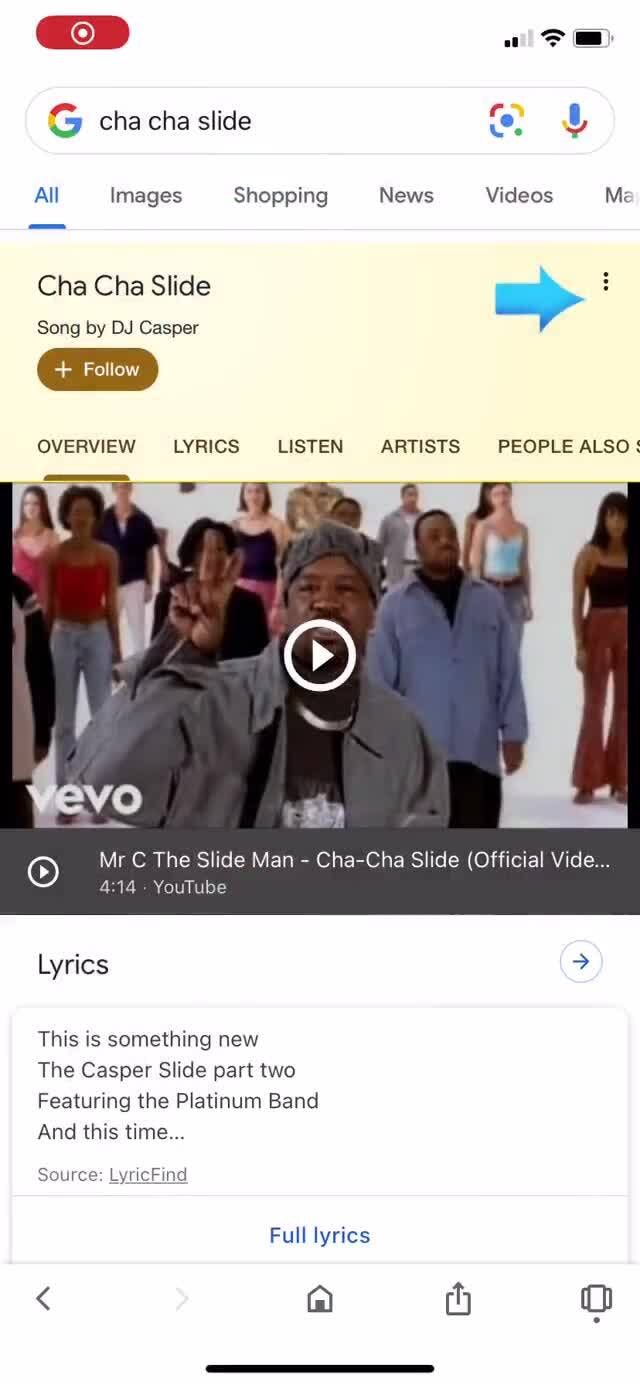 Google Cha Cha Slide and click the icons. You won t be