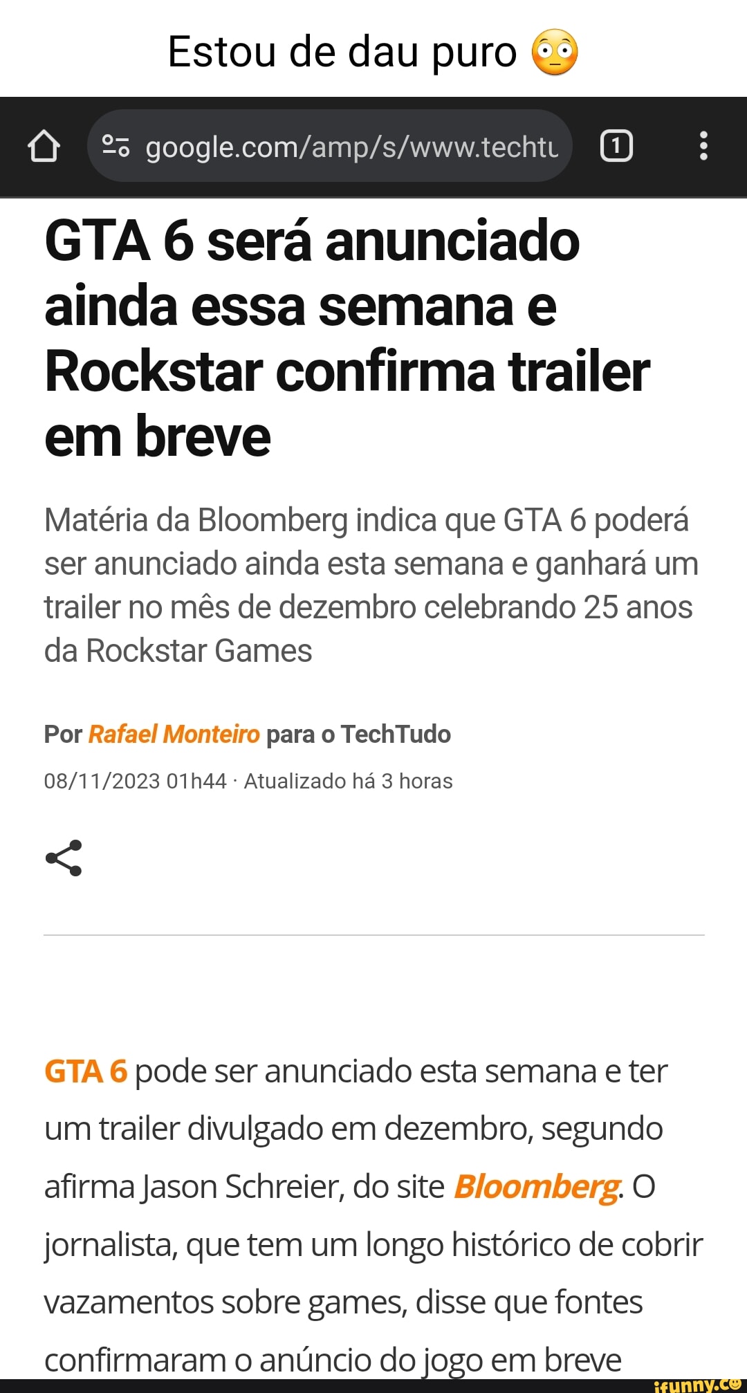 GTA 6 FOI ANÚNCIADO  GTA 6 TRAILER CHEGA EM BREVE!!! 