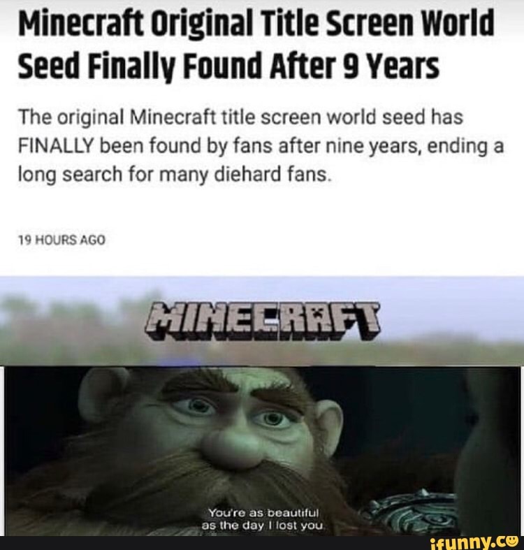 The Original Minecraft Title Screen World Seed Has Been Found, After being  in the game for nine years, someone finally found the world seed for the original  Minecraft title screen! 🙌🗺️