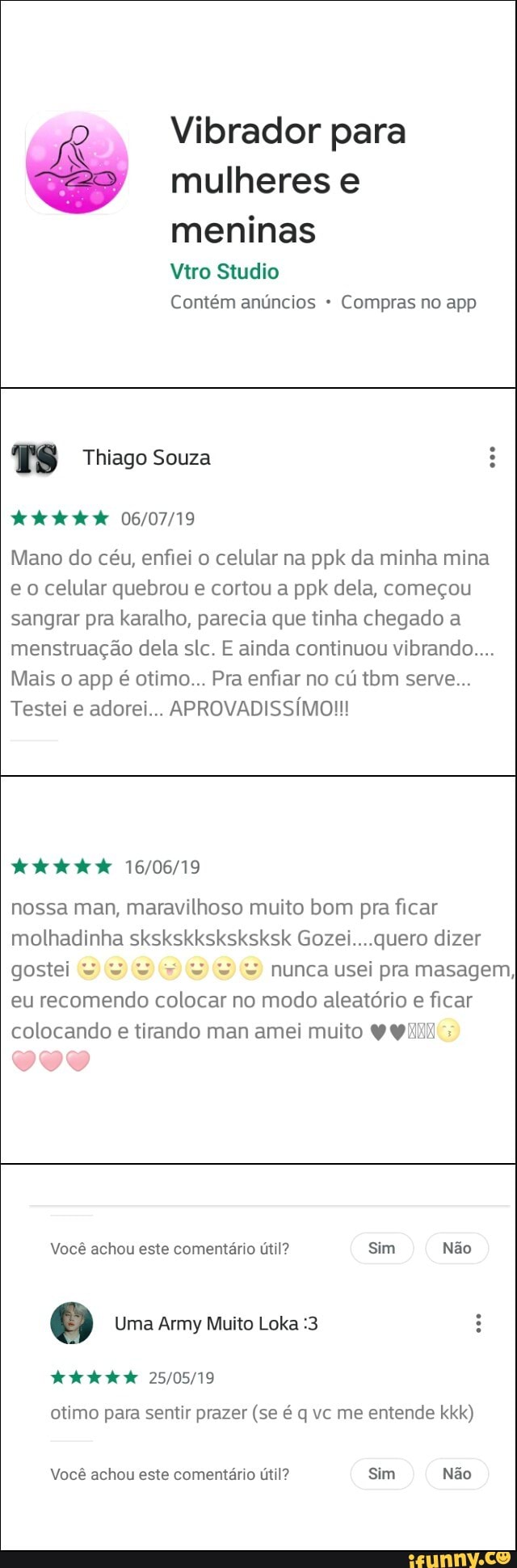 Vibrador para mulheres e meninas Contém anúncios Compras no app TS Thiago  Mano do céu, enfiei