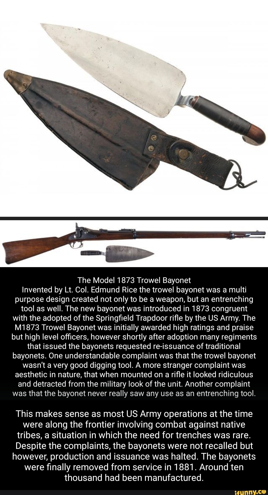 The Model 1873 Trowel Invented by Lt. Col. Edmund Rice the