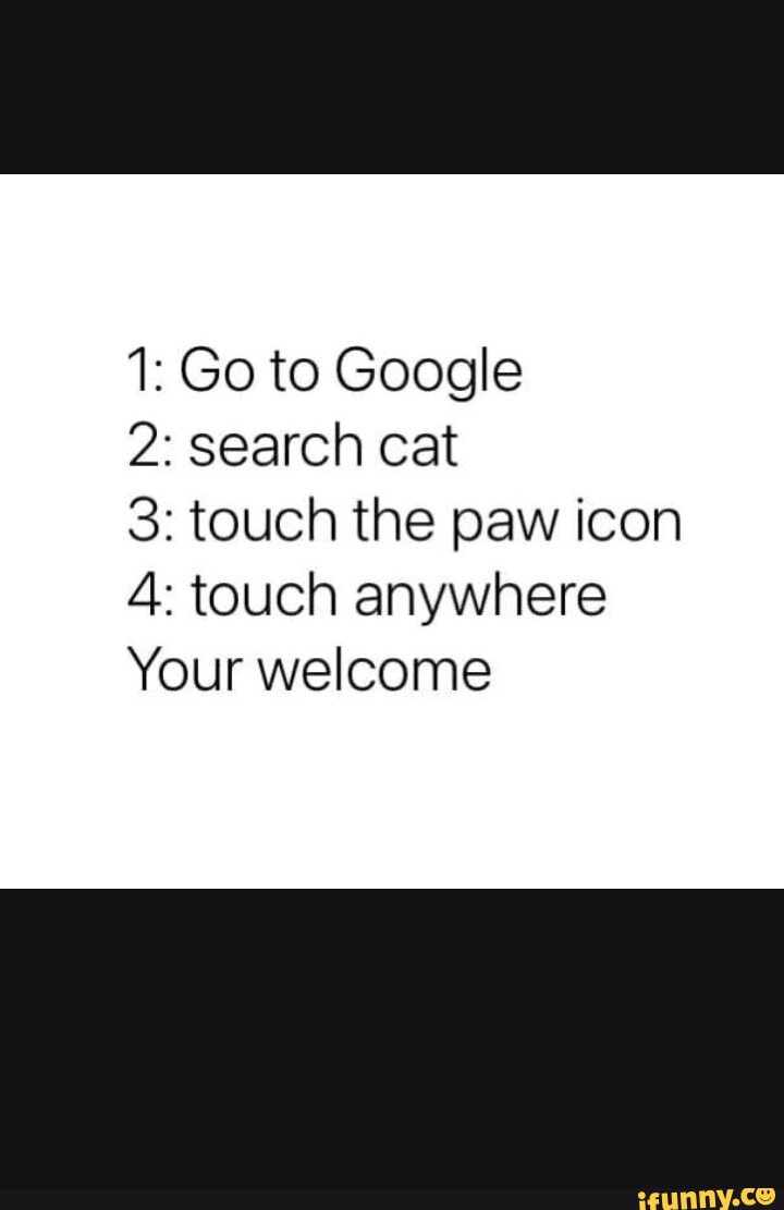 Google cat. Touch the paw print icon. You're welcome - iFunny Brazil