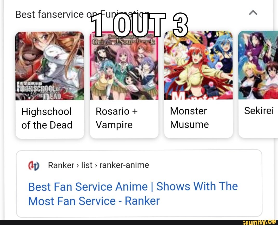 AA Best fanservice Highschool Rosario + Monster Sekirei of the Dead Vampire  Musume @p Ranker list ranker-anime Best Fan Service Anime I Shows With The  Most Fan Service - Ranker - iFunny Brazil