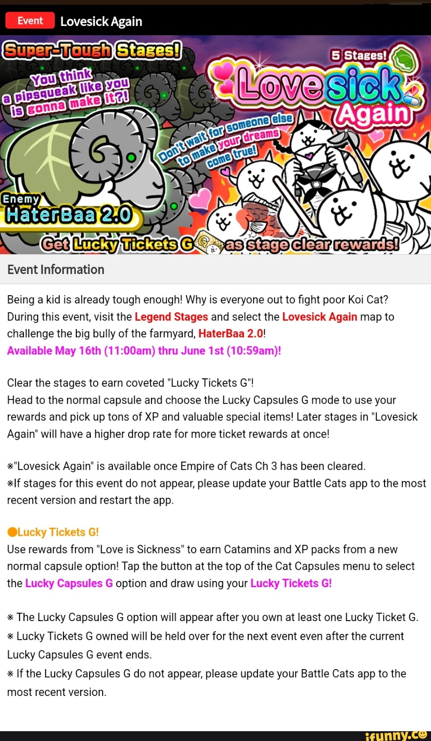 Event Lovesick Again Stages! Event Information Being a kid is already tough  enough! Why is everyone